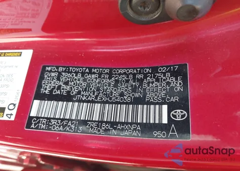 2017 Toyota Corolla Im from USA, damaged, VIN JTNKARJEXHJ540381